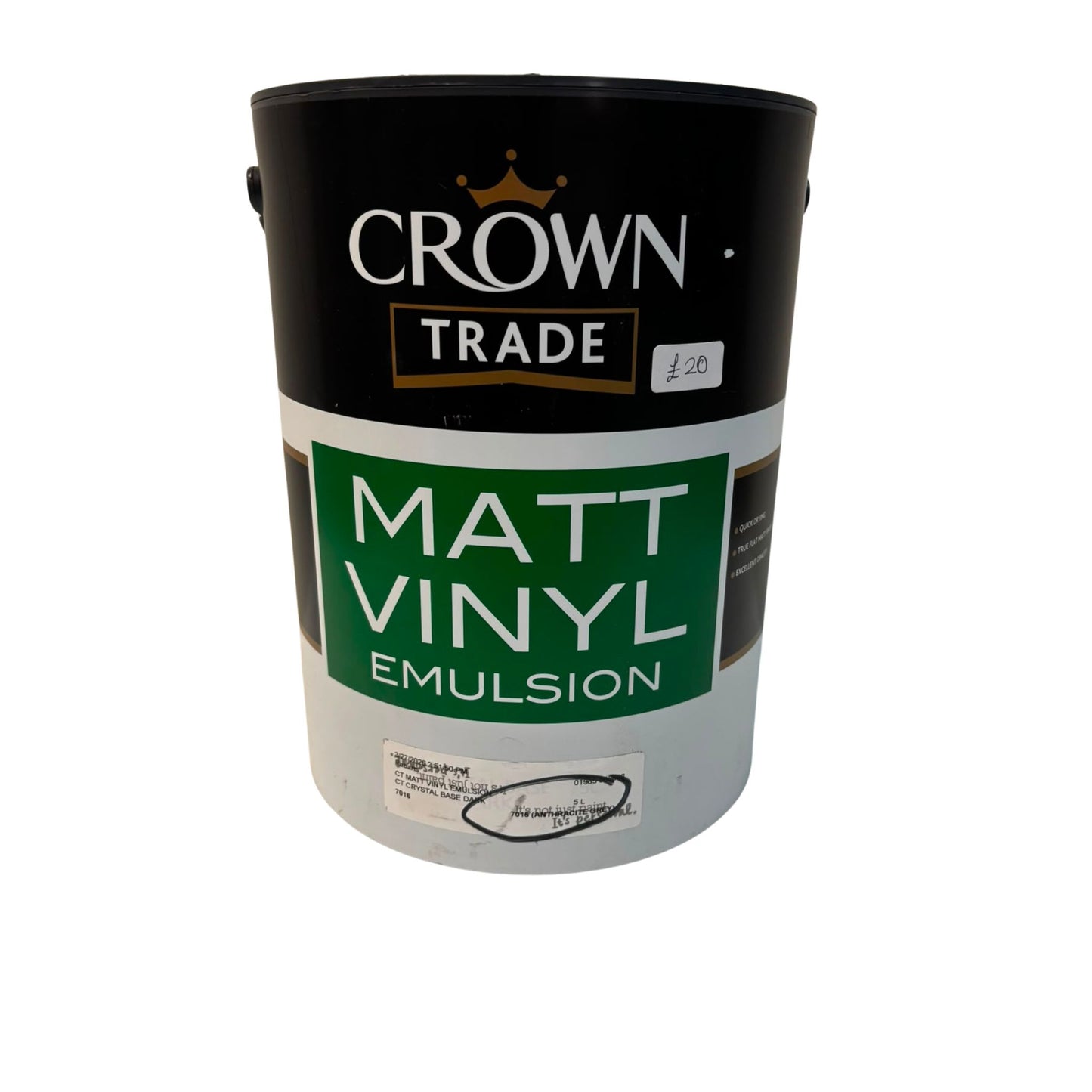 Crown Matt Vinyl Emulsion Anthracite Grey 5L