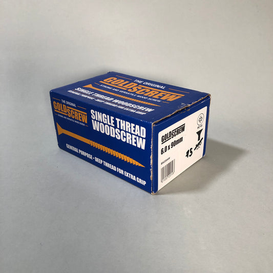 Goldscrew PZ Double-Countersunk Thread Cutting Multipurpose Screws 6mm x 90mm 75 Pack